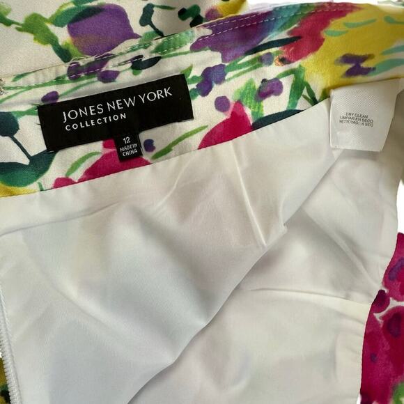 Jones New York Floral Silk Blend Pencil Skirt Size 12 Tailored Career Work - Picture 2 of 7